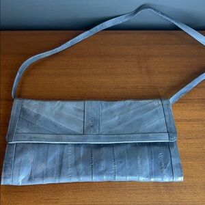 Vintage Gray Shoulder Bag eel leather vintage handbag Korean
